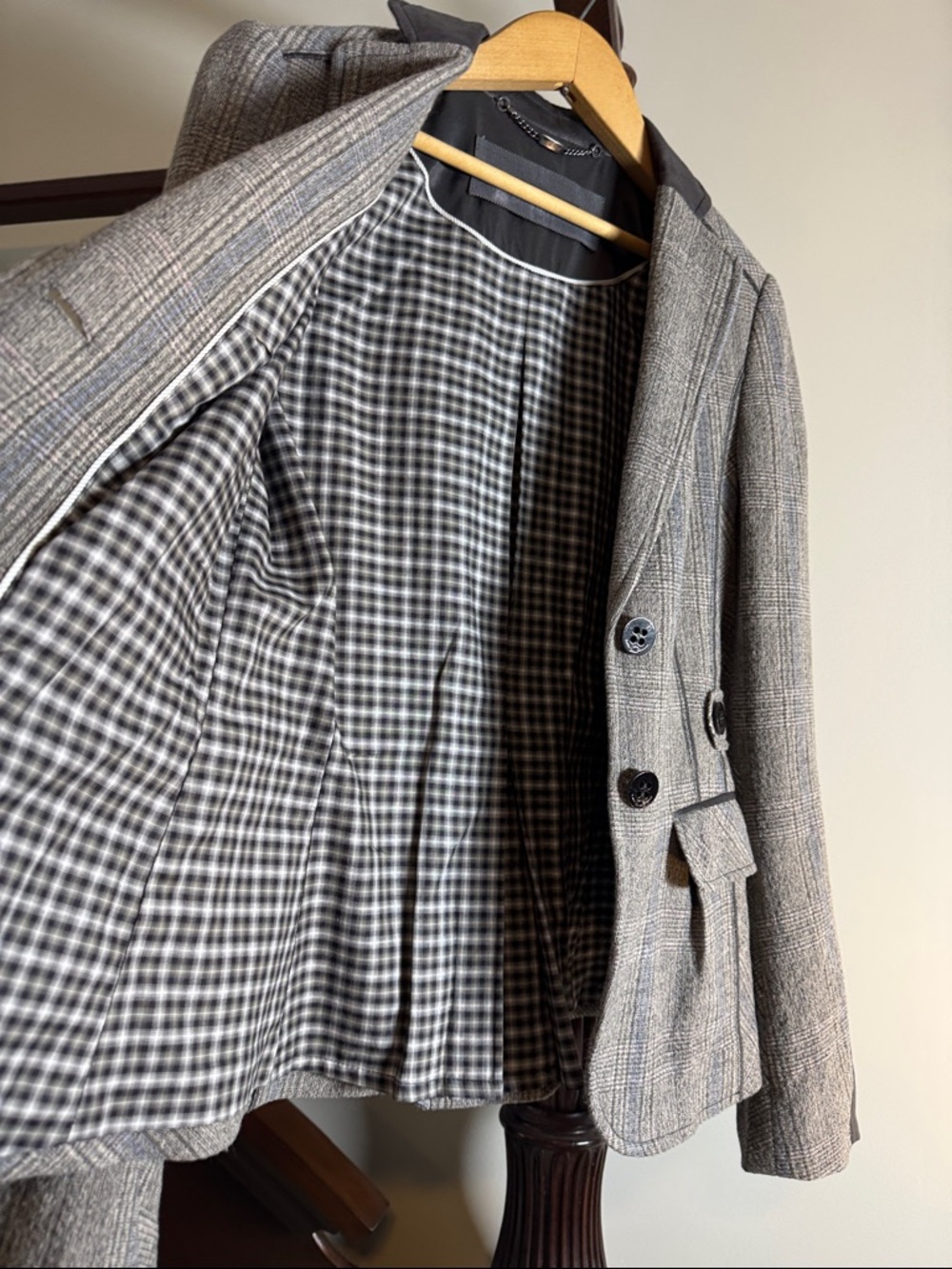 Luisa Cerano Women's Plaid Tailored Blazer Jacket - Picture 5 of 6
